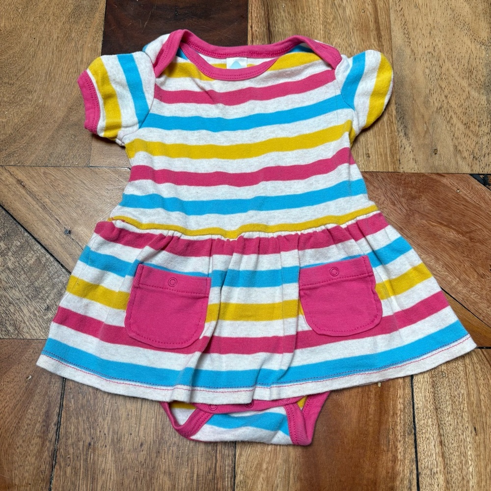 Stem Striped Baby Dress with Pockets